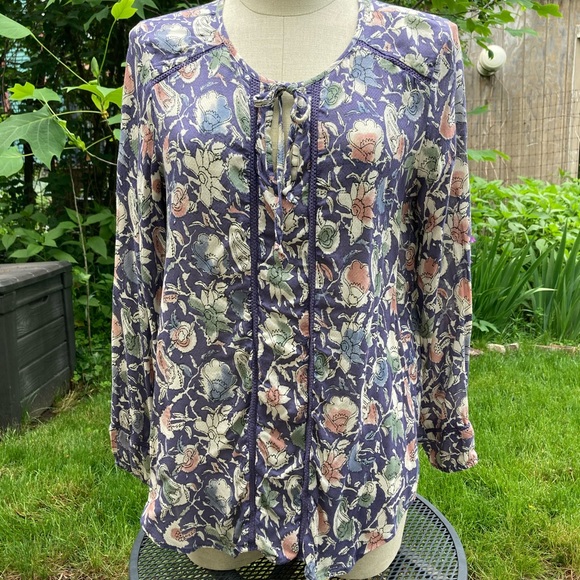Lucky Brand Peasant Blouse sz M - Picture 1 of 6